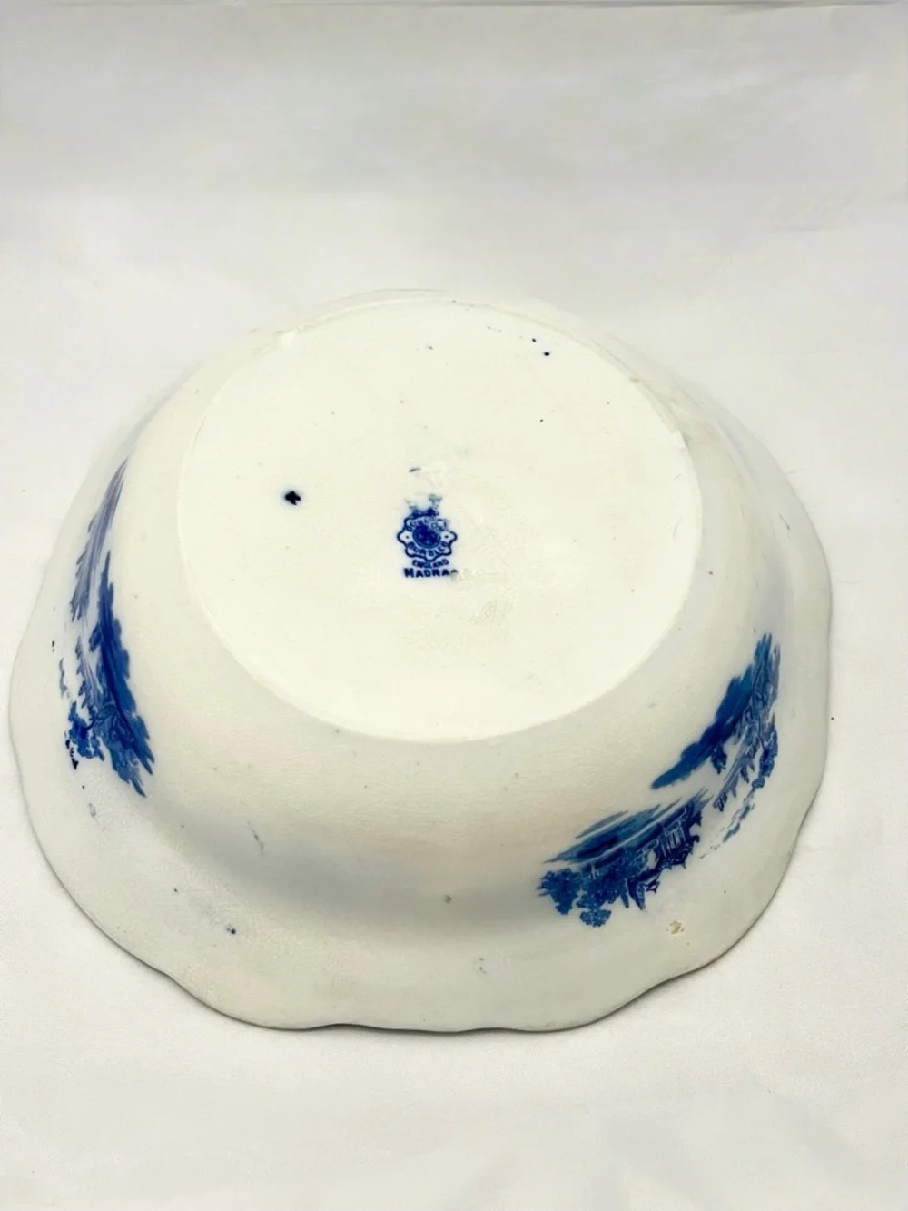 Royal Doulton Burslem Blue Flow Porcelain Bowl, Madras Pattern, Antique EUC